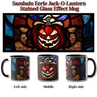Samhain Eerie Jack-O-Lantern Stained Glass Effect Mug