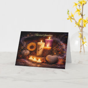 Samhain Greetings with Candles Herbs Heart Card