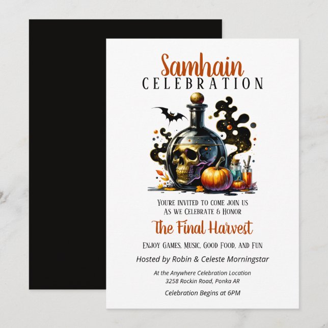 Samhain Harvest Witches Brew Halloween Party Invitation (Front/Back)
