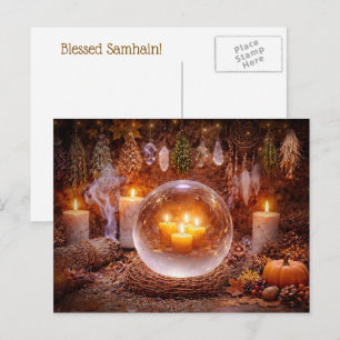 Samhain Inspired Candles Crystals  Holiday Postcard
