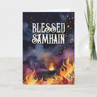 Samhain Night Fall Forest Pagan Bonfire Halloween Card