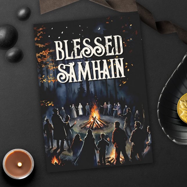 Samhain Night Fall Forest Pagan Bonfire Halloween Card (Samhain Night Fall Forest Pagan Bonfire Halloween Greeting Card)