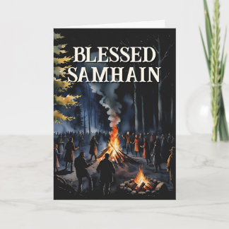 Samhain Night Fall Forest Pagan Bonfire Halloween Card
