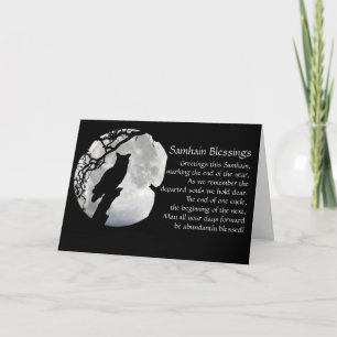 Samhain Pagan Owl and Moon Blessings Holiday Card