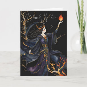 Samhain Pagan Witch Blessed Halloween Fall Night Card
