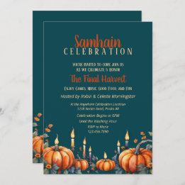 Samhain Party Fall Pumpkins & Candles Invitation
