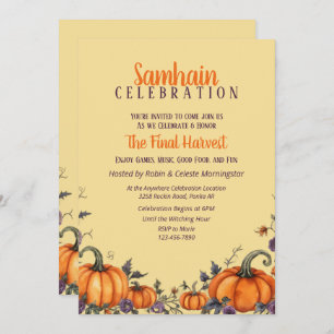 Samhain Party Fall Pumpkins & Leaves Invitation