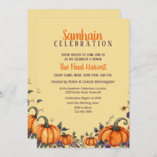 Samhain Party Fall Pumpkins & Leaves Invitation