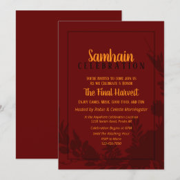 Samhain Party Red Floral Halloween Invitation
