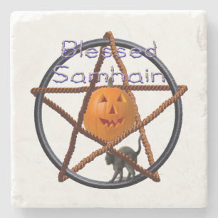 samhain pent stone coaster