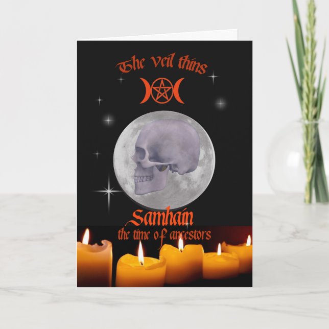 Samhain skull and moon card (Front)