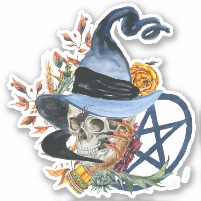 Samhain Witch Skull & Blue Pentacle (Front)
