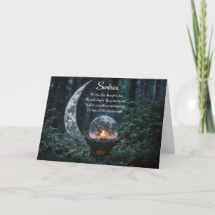 Samhain with Crystal Ball Crescent Moon and Candle Card