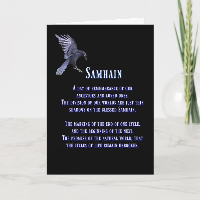 Samhain with Raven or Crow Blessed Samhain Card (Front)