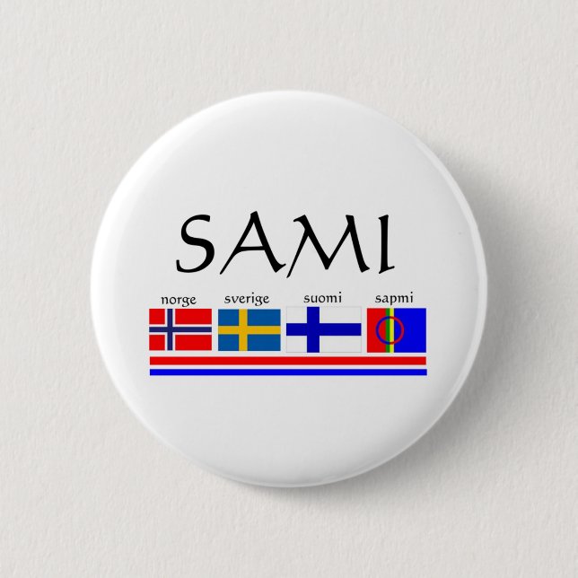 Sami and Scandinavian flags 6 Cm Round Badge (Front)