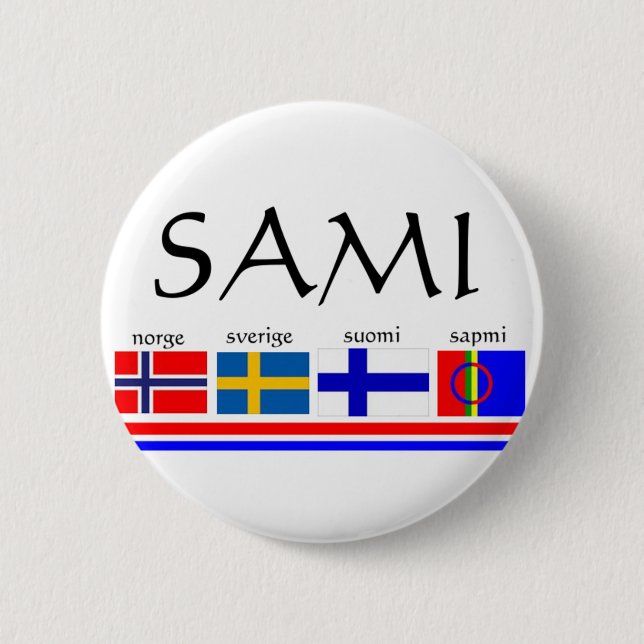 Sami and Scandinavian flags 6 Cm Round Badge (Front)