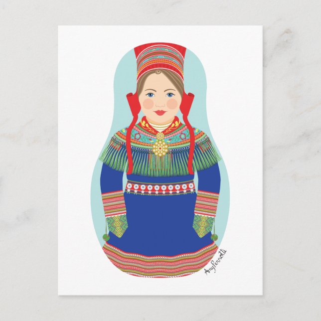 Sami (brown hair) Matryoshka Postcard (Front)