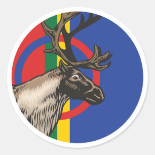 Sami Reindeer Saami National Animal Flag Classic Round Sticker