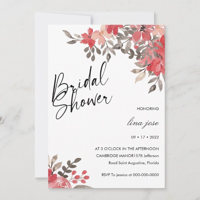 Samia Floral Bridal Shower Invitation (Front)