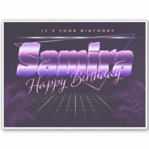 Samira Name First name lila retro Sticker Birthday