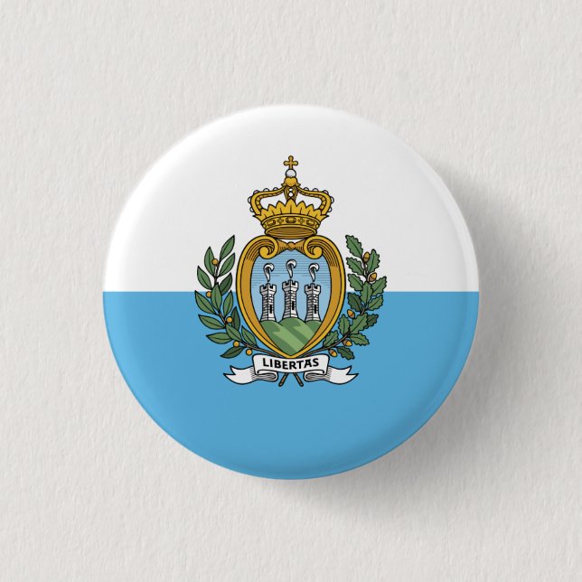 Sammarinese Flag, Flag of San Marino 3 Cm Round Badge (Front)
