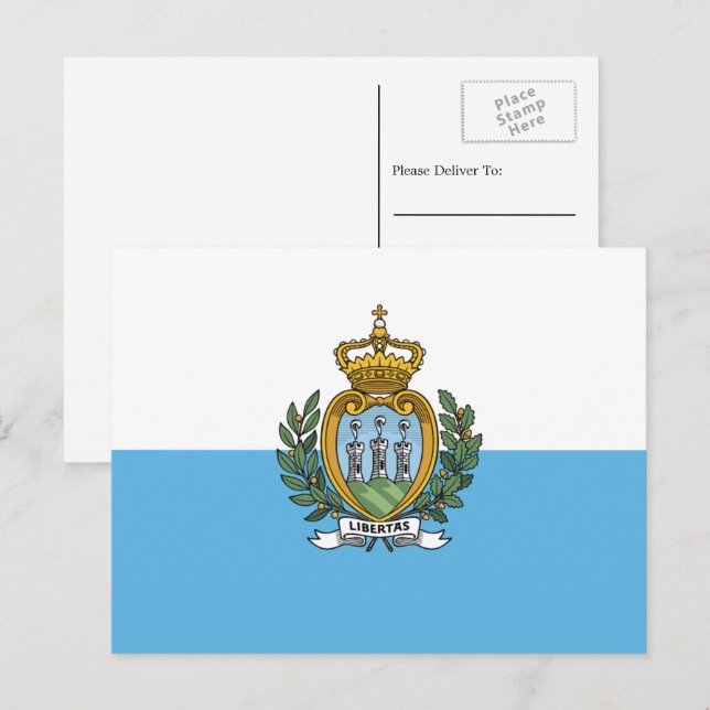 Sammarinese Flag, Flag of San Marino Postcard (Front/Back)