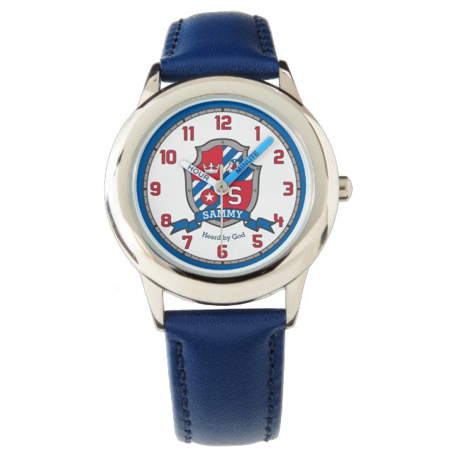 Sammy name meaning letter S crest red blue bird Watch (Front)