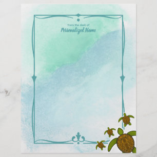 Sammy Sea Turtle Unlined Custom Letterhead
