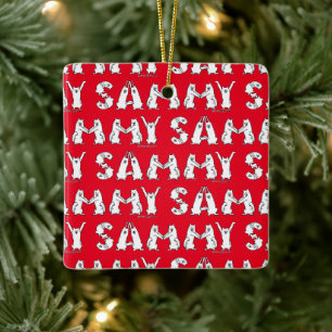 Sammy Spelled in Samoyed Letters Ceramic Ornament
