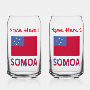 Samoa and Samoan Flag Red Personalisation Can Glass