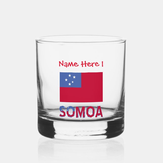 Samoa and Samoan Flag Red Personalisation  Whiskey Glass (Front)