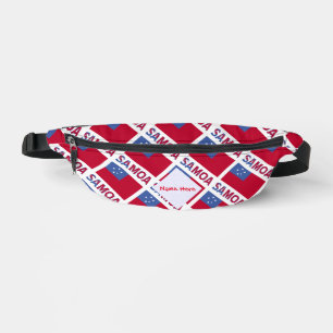 Samoa and Samoan Flag Tiled Red Personalisation Bum Bags
