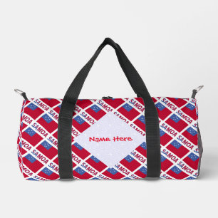 Samoa and Samoan Flag Tiled Red Personalisation Duffle Bag