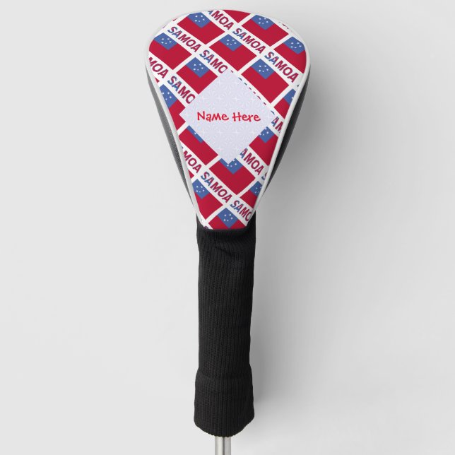 Samoa and Samoan Flag Tiled Red Personalisation  Golf Head Cover (Front)