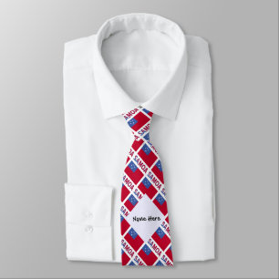 Samoa and Samoan Flag Tiled with Your Name Tie