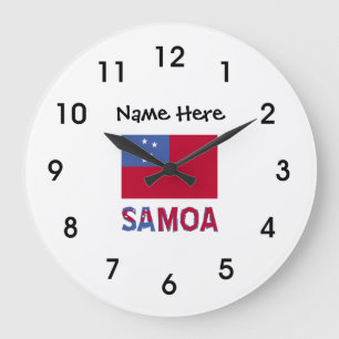 Samoa and Samoan Flag with Your Name Large Clock