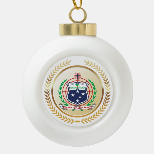 Samoa Coat of Arms Ceramic Ball Christmas Ornament (Front)