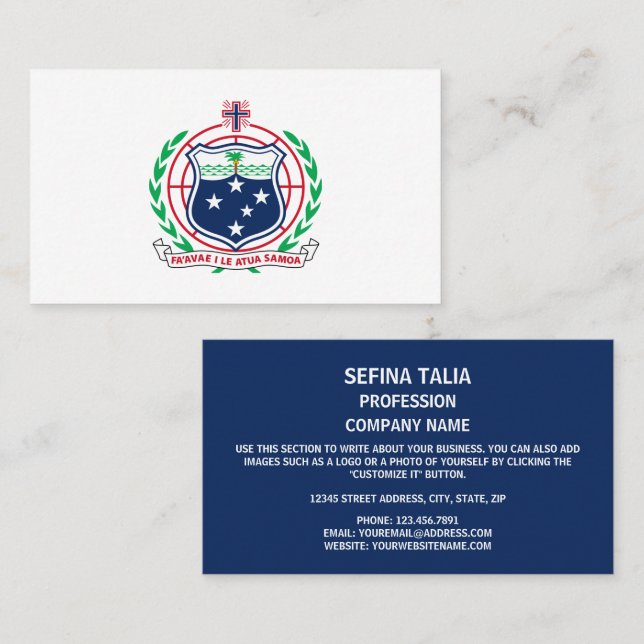 Samoa Coat of Arms, Samoa Business Card (Front/Back)