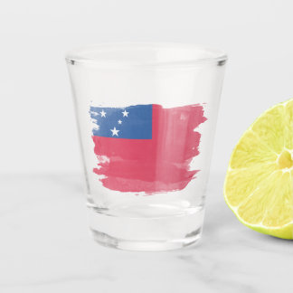 Samoa flag brush stroke, national flag shot glass