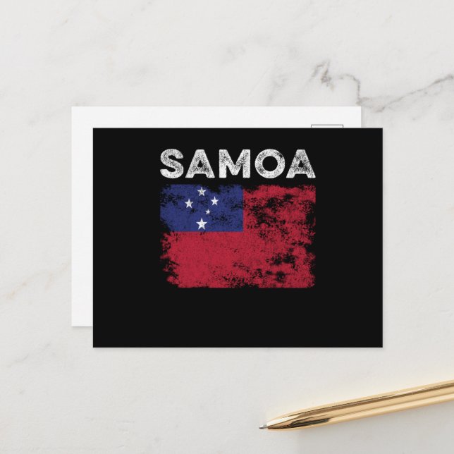Samoa Flag Distressed - Samoan Flag Postcard (Front/Back In Situ)