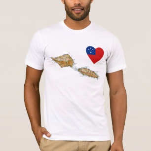 Samoa Flag Heart and Map T-Shirt