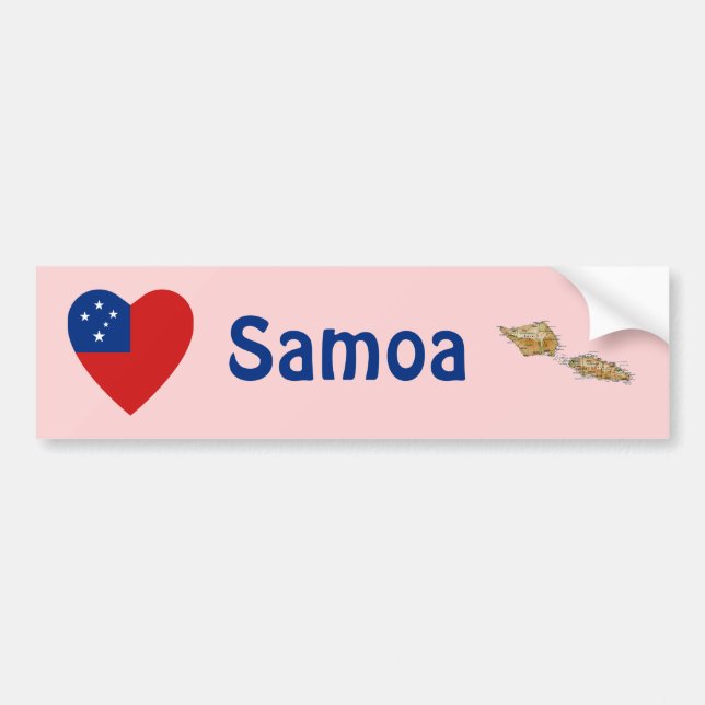 Samoa Flag Heart + Map Bumper Sticker (Front)