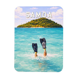 Samoa Illustration Travel Art Vintage Magnet