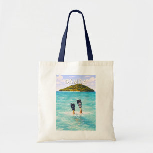 Samoa Illustration Travel Art Vintage Tote Bag