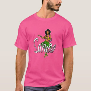 Samoa Island Dancing Hula Girl With Grass Skirt An T-Shirt