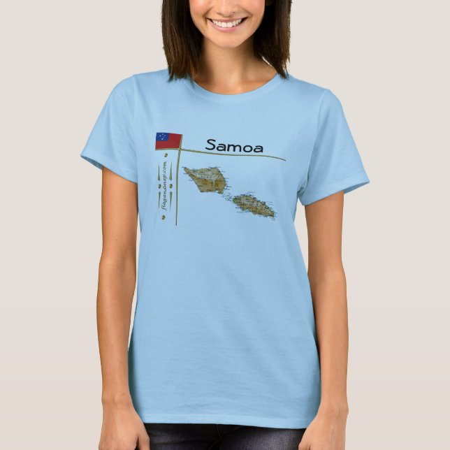 Samoa Map + Flag + Title T-Shirt (Front)