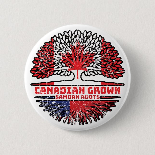 Samoa Samoan Canadian Canada Tree Roots Flag 6 Cm Round Badge (Front)