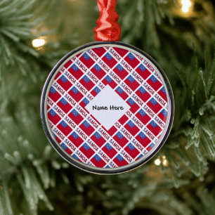 Samoa Samoan Flag Tiled Black Personalisation Metal Tree Decoration