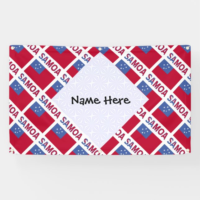 Samoa Samoan Flag Tiled Personalised  Banner (Horizontal)