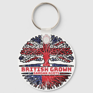 Samoa Samoan Uk United Kingdom British Tree Roots Key Ring